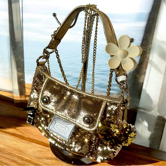 Coach Y2K Poppy 20010 Gold Sequin Women\'s Bag
